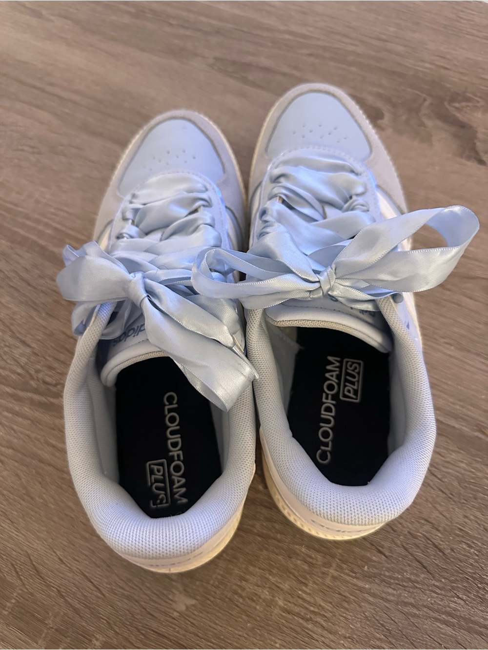 adidas Pale Blue and Cream Satin-Lace Court Shoes - Picture 5 of 6